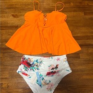 Cupshe Orange and Floral Bikini Set